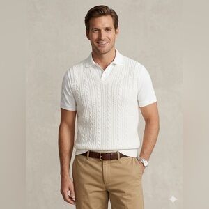 Polo Ralph Lauren Mens Sweater Vest 100% Cotton White V Neck Preppy Classic L